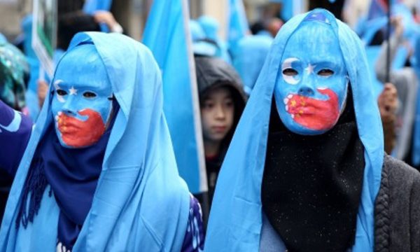 A protest against the CCP’s suppression of Uyghurs. (by Dilxat Raxit from RFA)